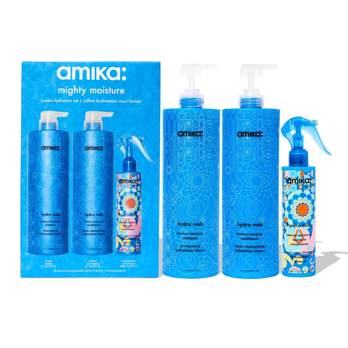 Amika Mighty Moisture Jumbo Hydration Set – Signature Shampoo & Conditioner Duo (74.3 oz) Avelisse