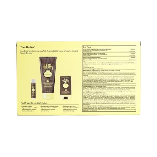 Sun Bum Road Tripper Travel Sized Sun Care Pack - SPF 30 Sunscreen Lotion, Face Stick & Lip Balm - Broad Spectrum UVA/UVB Protection - Hawaii 104 Act Compliant - TSA Friendly Avelisse