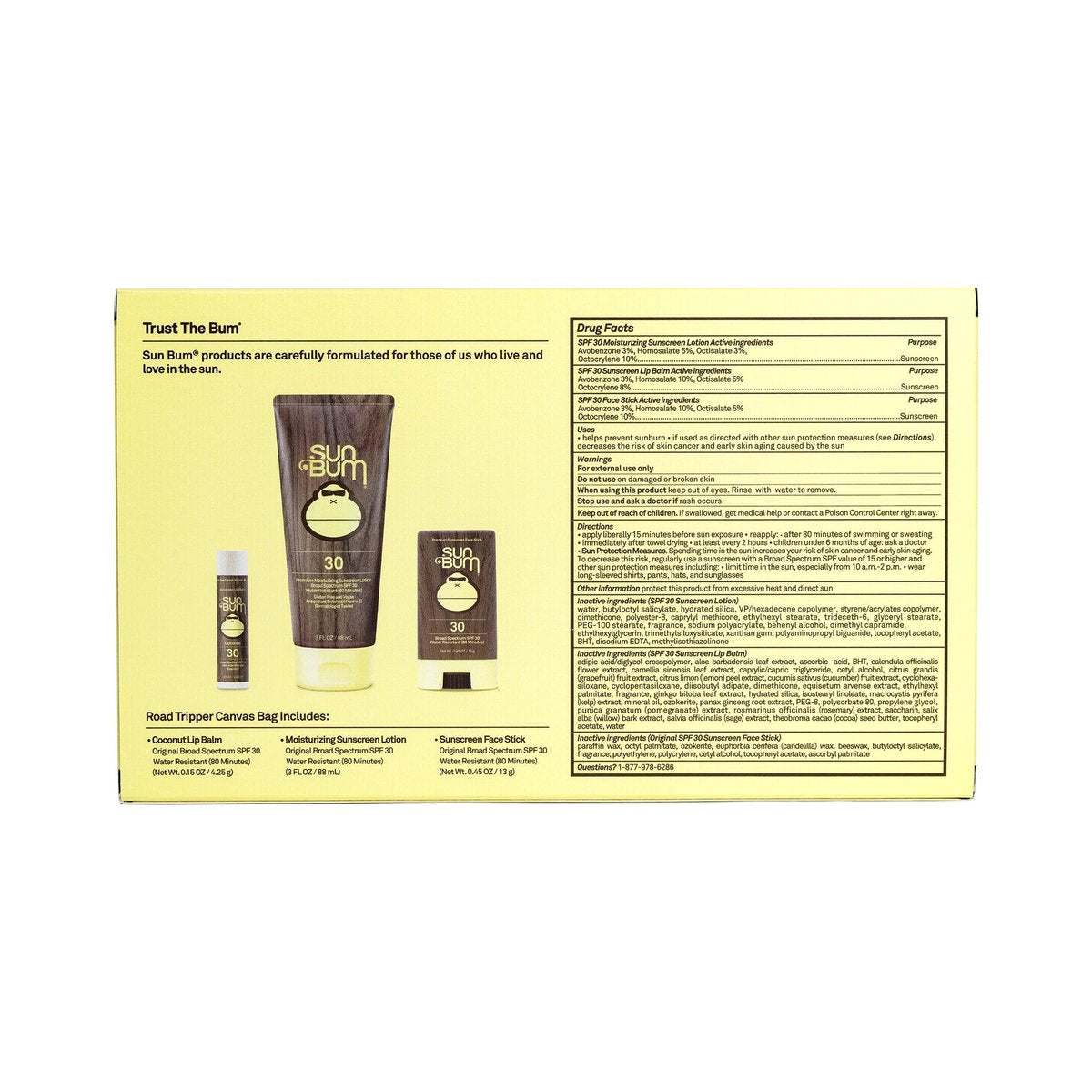 Sun Bum Road Tripper Travel Sized Sun Care Pack - SPF 30 Sunscreen Lotion, Face Stick & Lip Balm - Broad Spectrum UVA/UVB Protection - Hawaii 104 Act Compliant - TSA Friendly Avelisse