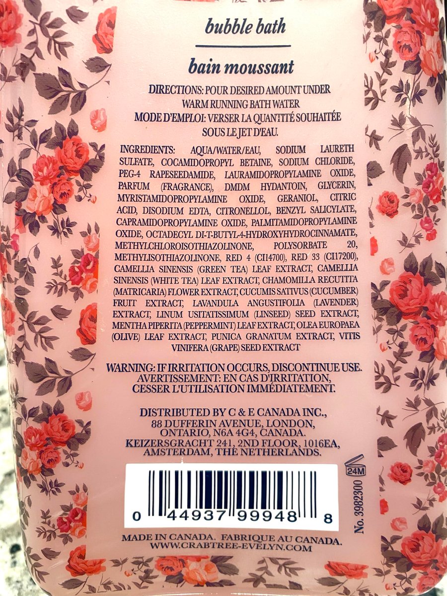 Crabtree & Evelyn Rosewater Bubble Bath & Shower Gel 21.9 oz Avelisse