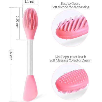 2-in-1 Silicone Facial Cleansing Brush – Exfoliate, Massage, Remove Blackheads, Deep Pore Cleansing & DIY Mask Applicator