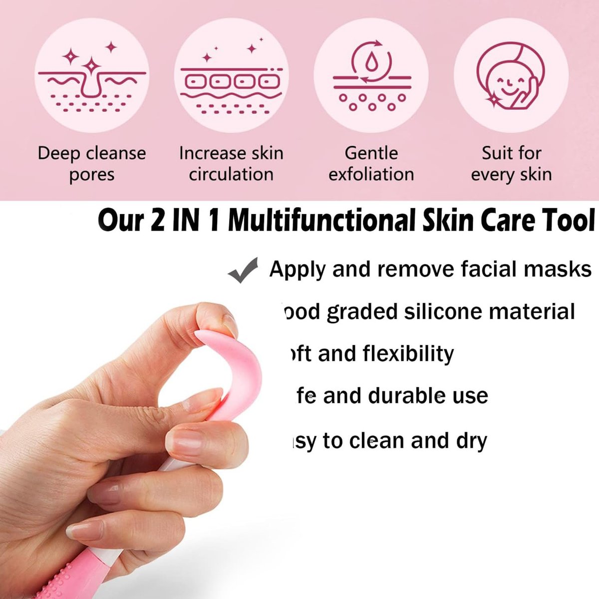 2-in-1 Silicone Facial Cleansing Brush – Exfoliate, Massage, Remove Blackheads, Deep Pore Cleansing & DIY Mask Applicator - görsel 3