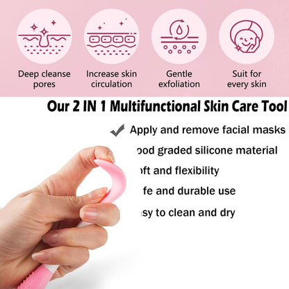 2-in-1 Silicone Facial Cleansing Brush – Exfoliate, Massage, Remove Blackheads, Deep Pore Cleansing & DIY Mask Applicator