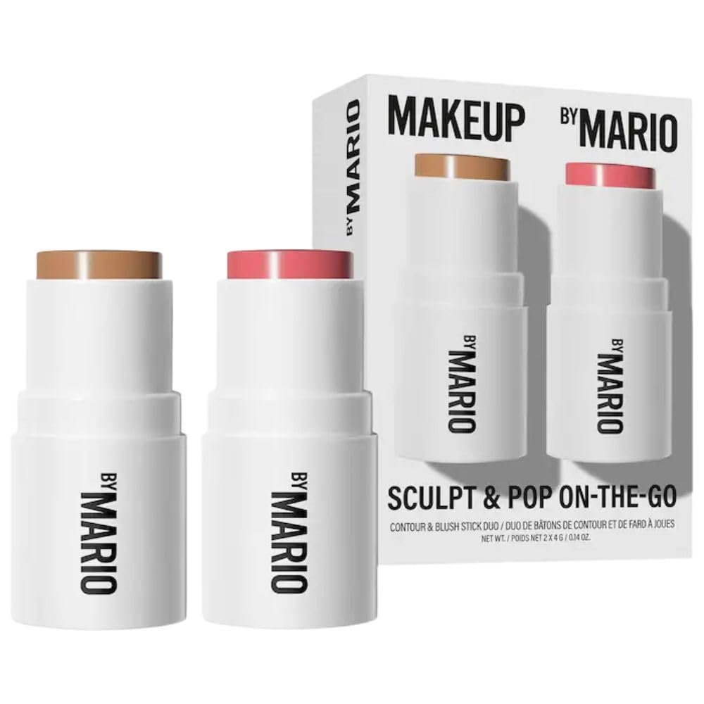 Makeup By Mario Sculpt & Pop On the Go Contour & Blush Stick Duo - Light Medium & Sweet Pink Avelisse