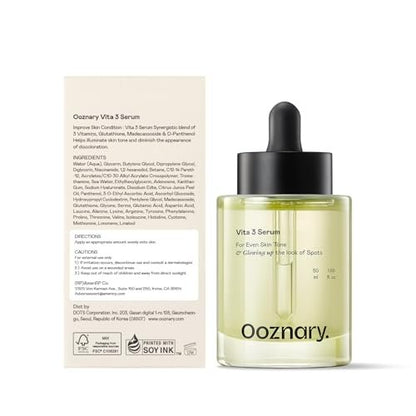 Ooznary Vita 3 Serum with Vitamin C Derivatives, Niacinamide, and Glutathione – Korean Skin Care for Uneven Skin Tone & Dull Skin, 1.69 fl.oz (50ml) Avelisse