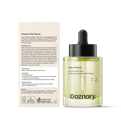 Ooznary Vita 3 Serum with Vitamin C Derivatives, Niacinamide, and Glutathione – Korean Skin Care for Uneven Skin Tone & Dull Skin, 1.69 fl.oz (50ml) Avelisse