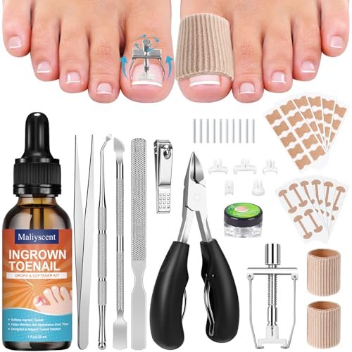 Professional Ingrown Toenail Removal Kit - Complete Stainless Steel Tool Set with Corrector Drops, Patches, Clipper, and File Lifter - görsel 1