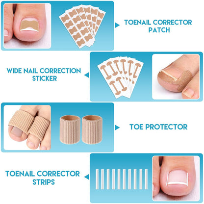 Professional Ingrown Toenail Removal Kit - Complete Stainless Steel Tool Set with Corrector Drops, Patches, Clipper, and File Lifter
