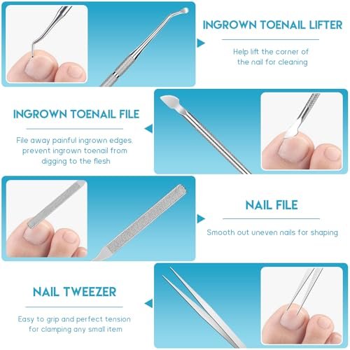 Professional Ingrown Toenail Removal Kit - Complete Stainless Steel Tool Set with Corrector Drops, Patches, Clipper, and File Lifter - görsel 9