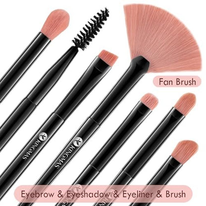 KINGMAS 10 Pieces Makeup Brushes Set – Premium Vegan & Cruelty-Free Face and Eye Brushes, Ultra-Soft Synthetic