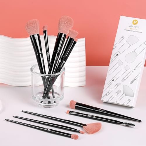 KINGMAS 10 Pieces Makeup Brushes Set – Premium Vegan & Cruelty-Free Face and Eye Brushes, Ultra-Soft Synthetic - görsel 14