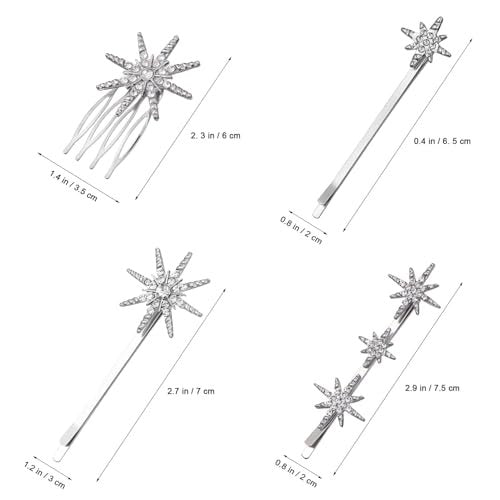 Beaupretty Rhinestone Hair Clips Silver - Sparkly Star Bobby Pins for Wedding Styling, 3.15 Inch - görsel 4