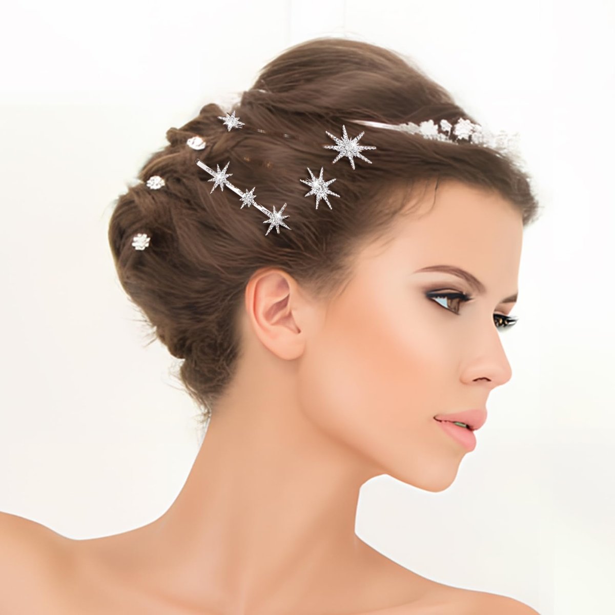 Beaupretty Rhinestone Hair Clips Silver - Sparkly Star Bobby Pins for Wedding Styling, 3.15 Inch - görsel 15