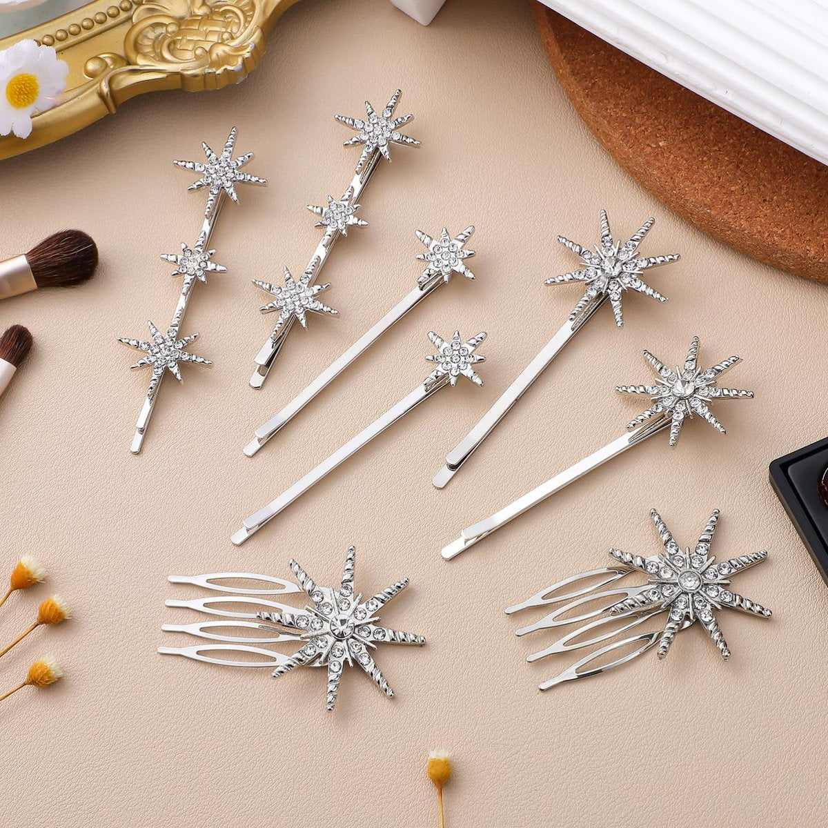 Beaupretty Rhinestone Hair Clips Silver - Sparkly Star Bobby Pins for Wedding Styling, 3.15 Inch - görsel 13