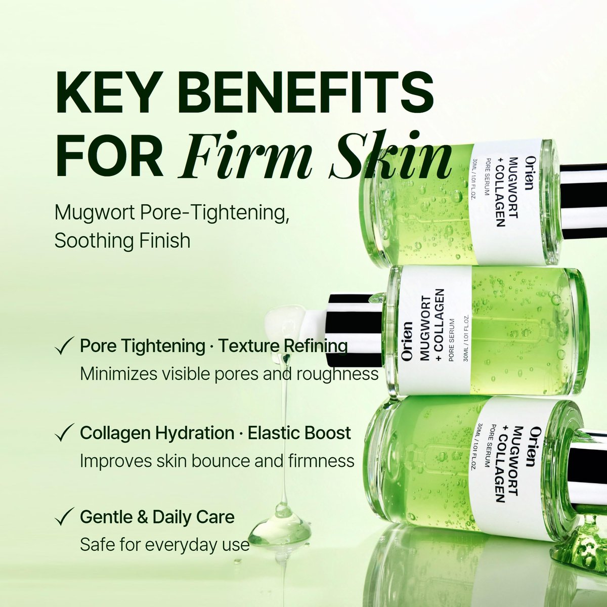 Orien Mugwort Collagen Pore Serum - 1.01 fl oz | Firming & Pore Minimizing Face Serum Avelisse