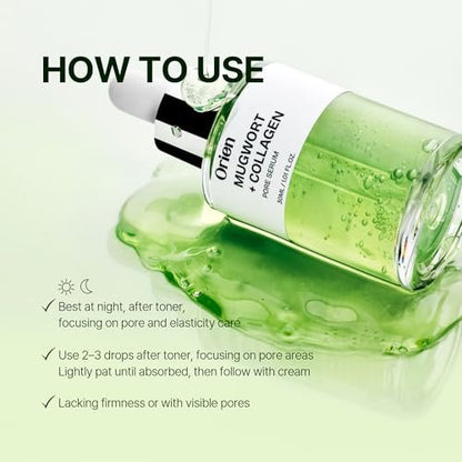 Orien Mugwort Collagen Pore Serum - 1.01 fl oz | Firming & Pore Minimizing Face Serum Avelisse