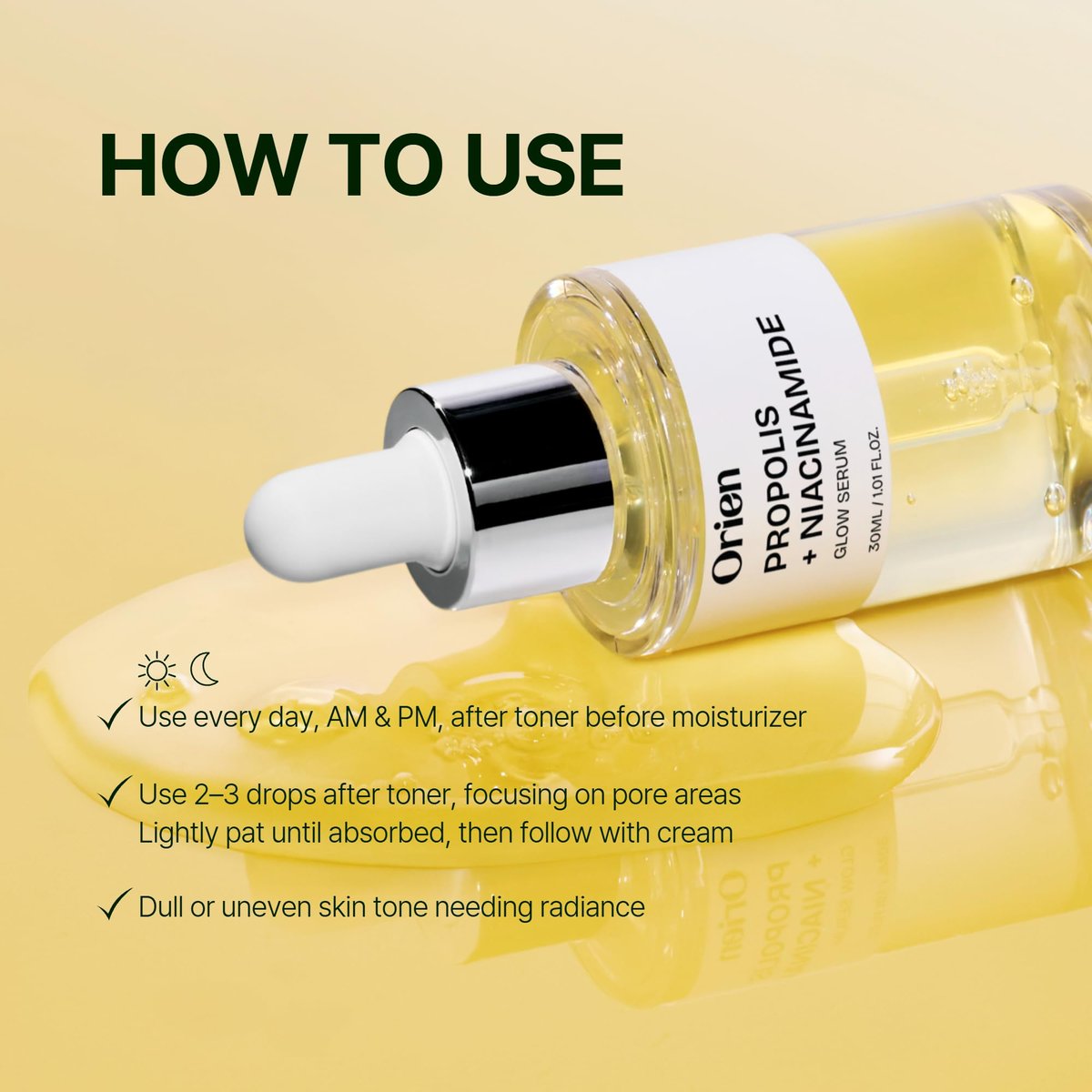 Orien Propolis Niacinamide Glow Serum – 1.01 fl.oz. Daily Brightening & Soothing Face Serum - görsel 13