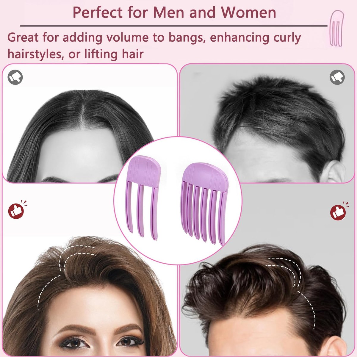 Hair Volume Clip 2 Pack for Fluffy Hairstyles – No-Crease Hair Volumizing Clip Comb, Root Lifting Volume Booster Tool for Full, High Crown Look, Ideal for Blow-Dry Styling for Men & Women - görsel 9