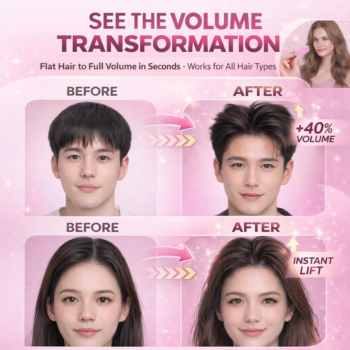 Hair Volume Clip 2 Pack for Fluffy Hairstyles – No-Crease Hair Volumizing Clip Comb, Root Lifting Volume Booster Tool for Full, High Crown Look, Ideal for Blow-Dry Styling for Men & Women - görsel 5