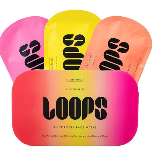 LOOPS Glow Gang Korean Face Mask Set – Weekly Reset, Double Take & Sunrise Service – Hydrating & Pore Refining for Sensitive Skin (3-Pack) Avelisse