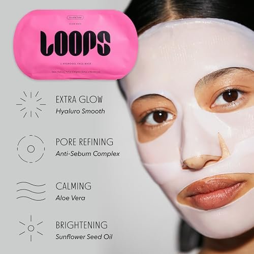 LOOPS Glow Gang Korean Face Mask Set – Weekly Reset, Double Take & Sunrise Service – Hydrating & Pore Refining for Sensitive Skin (3-Pack) Avelisse