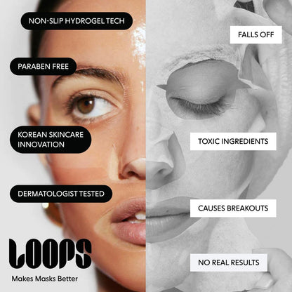 LOOPS Glow Gang Korean Face Mask Set – Weekly Reset, Double Take & Sunrise Service – Hydrating & Pore Refining for Sensitive Skin (3-Pack) Avelisse