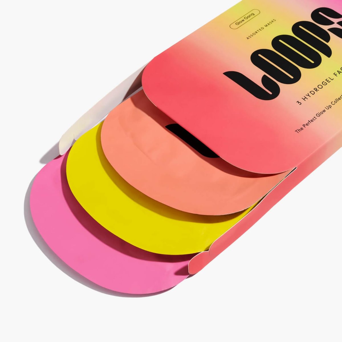 LOOPS Glow Gang Korean Face Mask Set – Weekly Reset, Double Take & Sunrise Service – Hydrating & Pore Refining for Sensitive Skin (3-Pack) Avelisse