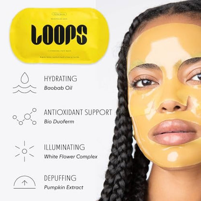 LOOPS Glow Gang Korean Face Mask Set – Weekly Reset, Double Take & Sunrise Service – Hydrating & Pore Refining for Sensitive Skin (3-Pack) Avelisse