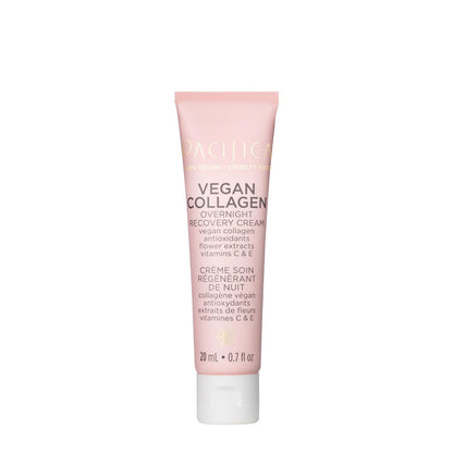 Pacifica Vegan Collagen Mini Overnight Recovery Cream - Revives & Hydrates Skin, All Skin Types, Vegan & Cruelty-Free, 0.7 Fl Oz