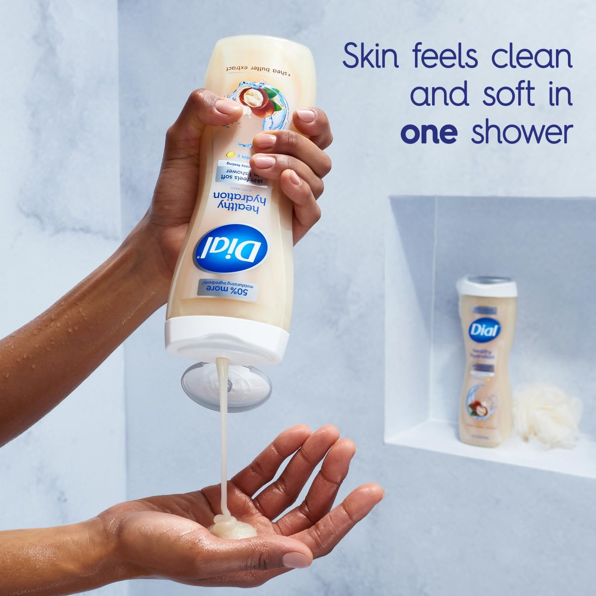 Dial Healthy Hydration Body Wash, Shea Butter Extract + Vitamin E, 16 fl oz (Pack of 4), Gentle & Moisturizing Avelisse
