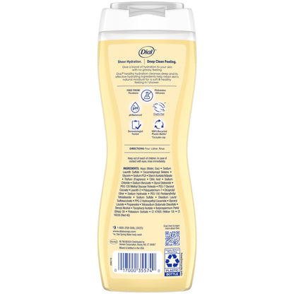 Dial Healthy Hydration Body Wash, Shea Butter Extract + Vitamin E, 16 fl oz (Pack of 4), Gentle & Moisturizing Avelisse