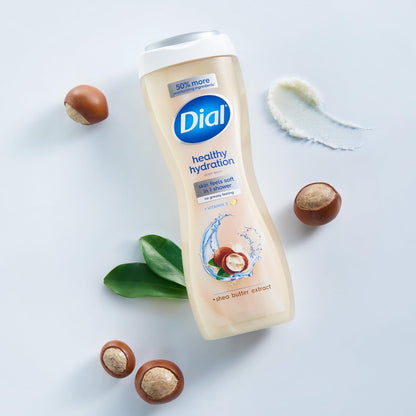 Dial Healthy Hydration Body Wash, Shea Butter Extract + Vitamin E, 16 fl oz (Pack of 4), Gentle & Moisturizing Avelisse
