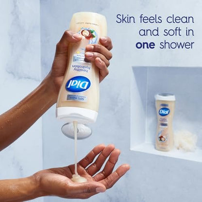 Dial Healthy Hydration Body Wash, Shea Butter Extract + Vitamin E, 16 fl oz (Pack of 4), Gentle & Moisturizing Avelisse