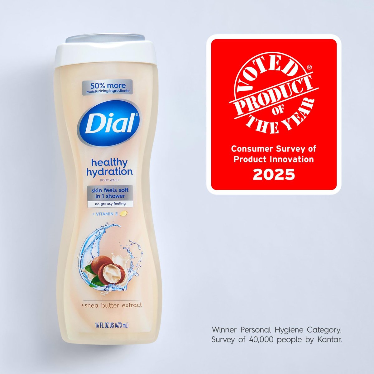 Dial Healthy Hydration Body Wash, Shea Butter Extract + Vitamin E, 16 fl oz (Pack of 4), Gentle & Moisturizing Avelisse