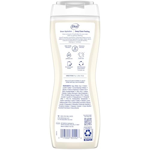 Dial Healthy Hydration Body Wash, Coconut Milk + Vitamin E, 16 fl oz (Pack of 4) - Gentle & Moisturizing Avelisse