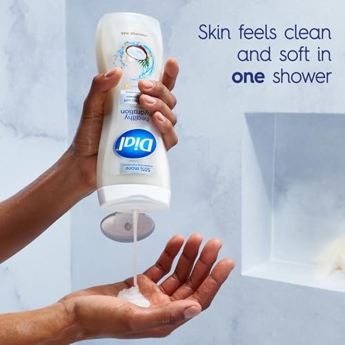 Dial Healthy Hydration Body Wash, Coconut Milk + Vitamin E, 16 fl oz (Pack of 4) - Gentle & Moisturizing Avelisse