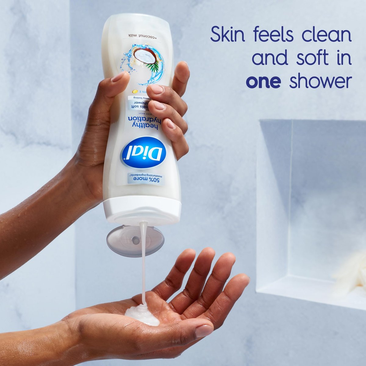 Dial Healthy Hydration Body Wash, Coconut Milk + Vitamin E, 16 fl oz (Pack of 4) - Gentle & Moisturizing Avelisse