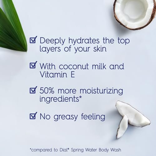 Dial Healthy Hydration Body Wash, Coconut Milk + Vitamin E, 16 fl oz (Pack of 4) - Gentle & Moisturizing Avelisse