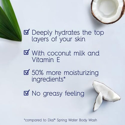 Dial Healthy Hydration Body Wash, Coconut Milk + Vitamin E, 16 fl oz (Pack of 4) - Gentle & Moisturizing Avelisse