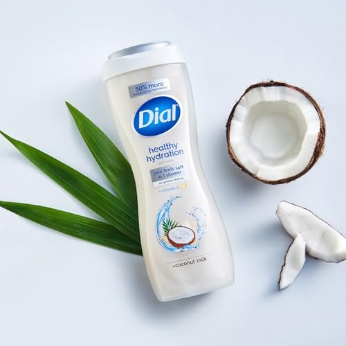 Dial Healthy Hydration Body Wash, Coconut Milk + Vitamin E, 16 fl oz (Pack of 4) - Gentle & Moisturizing Avelisse