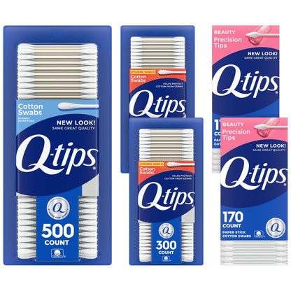 Q-Tips Cotton Swabs Variety Pack: Original, Hygiene Shield & Precision Tips - 1440 Count, 100% Cotton for Home, First Aid & Beauty Avelisse