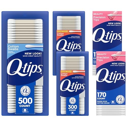 Q-Tips Cotton Swabs Variety Pack: Original, Hygiene Shield & Precision Tips - 1440 Count, 100% Cotton for Home, First Aid & Beauty Avelisse