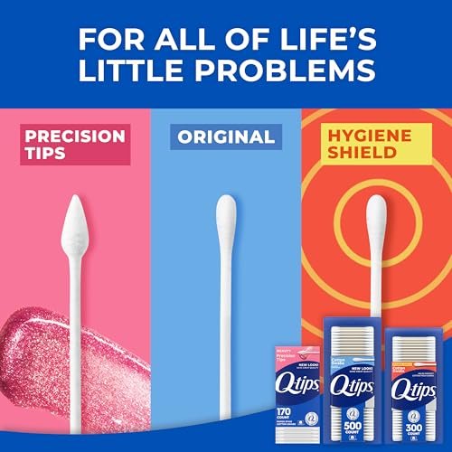 Q-Tips Cotton Swabs Variety Pack: Original, Hygiene Shield & Precision Tips - 1440 Count, 100% Cotton for Home, First Aid & Beauty Avelisse