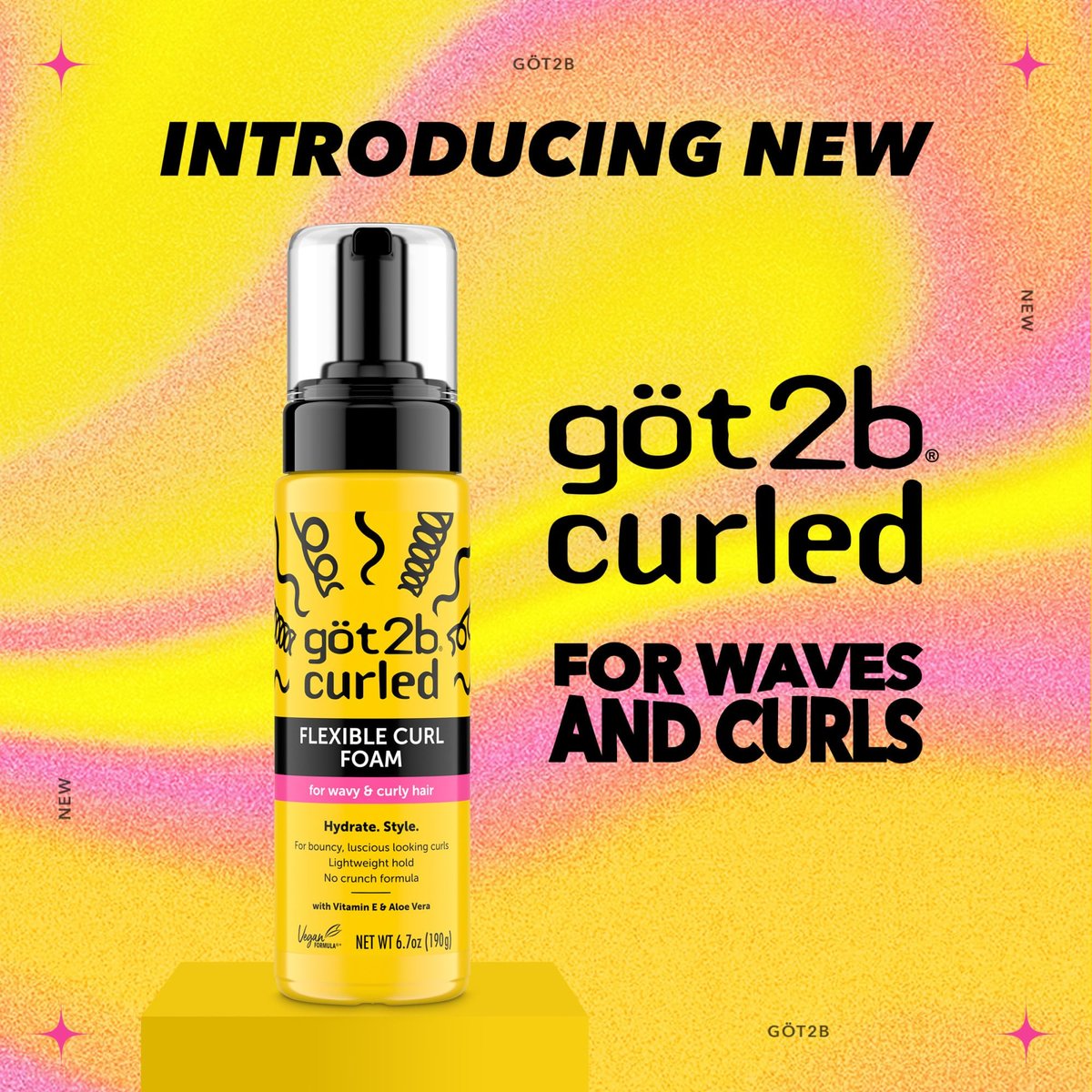 Got2B Curled Flexible Curl Foam - 6.7 Fl Oz - Frizz Control & Heat Protection Mousse for Wavy & Curly Hair - Lightweight Hold with Aloe Vera & Vitamin E - görsel 3