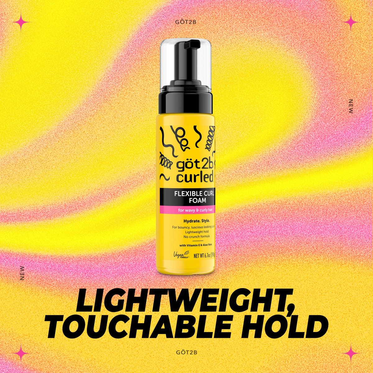 Got2B Curled Flexible Curl Foam - 6.7 Fl Oz - Frizz Control & Heat Protection Mousse for Wavy & Curly Hair - Lightweight Hold with Aloe Vera & Vitamin E - görsel 5