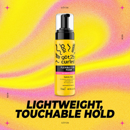 Got2B Curled Flexible Curl Foam - 6.7 Fl Oz - Frizz Control & Heat Protection Mousse for Wavy & Curly Hair - Lightweight Hold with Aloe Vera & Vitamin E