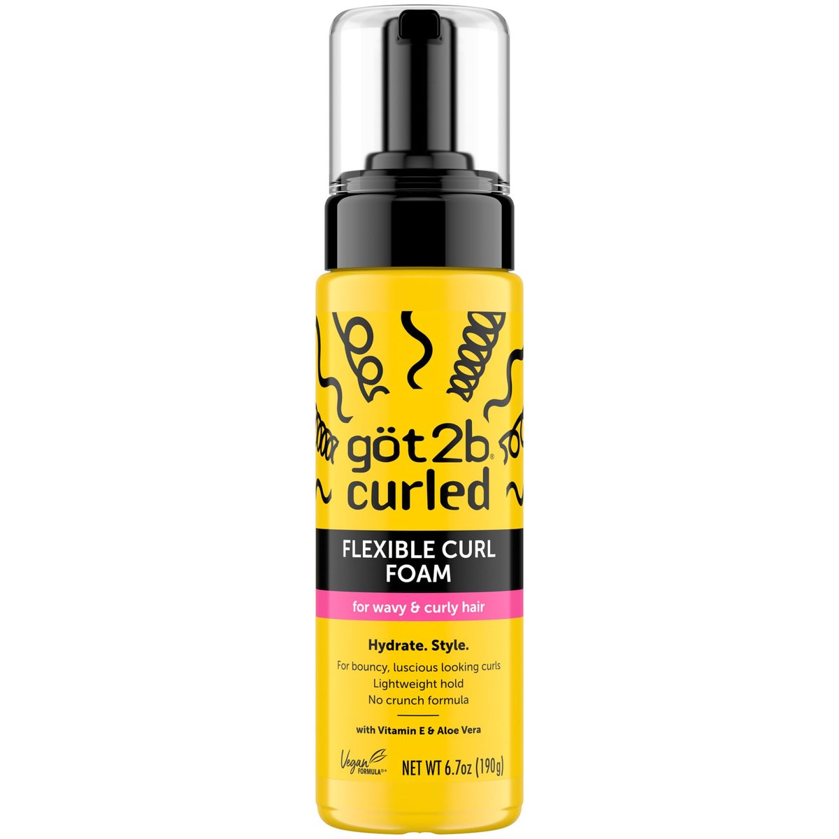 Got2B Curled Flexible Curl Foam - 6.7 Fl Oz - Frizz Control & Heat Protection Mousse for Wavy & Curly Hair - Lightweight Hold with Aloe Vera & Vitamin E - görsel 1