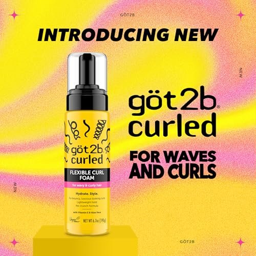 Got2B Curled Flexible Curl Foam - 6.7 Fl Oz - Frizz Control & Heat Protection Mousse for Wavy & Curly Hair - Lightweight Hold with Aloe Vera & Vitamin E - görsel 4