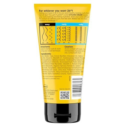 Got2B Curled Styling Cream – Curl Defining & Moisturizing Hair Cream for Coily & Curly Hair, Frizz Control, Soft Feel, Type 3-4 Curls, with Vitamin E, Aloe Vera & Argan Oil, 6 Fl Oz