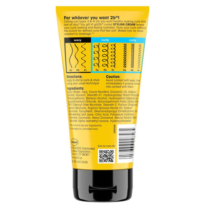 Got2B Curled Styling Cream – Curl Defining & Moisturizing Hair Cream for Coily & Curly Hair, Frizz Control, Soft Feel, Type 3-4 Curls, with Vitamin E, Aloe Vera & Argan Oil, 6 Fl Oz